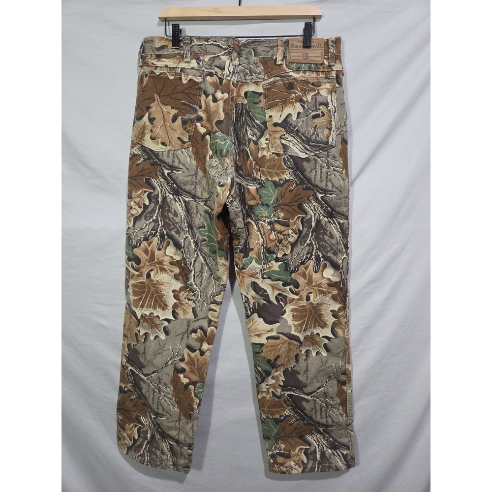 Wrangler Rugged Wear Camo Pants Mens 36x32 Brown Excellent Advantage Timber USA - Picture 3 of 7